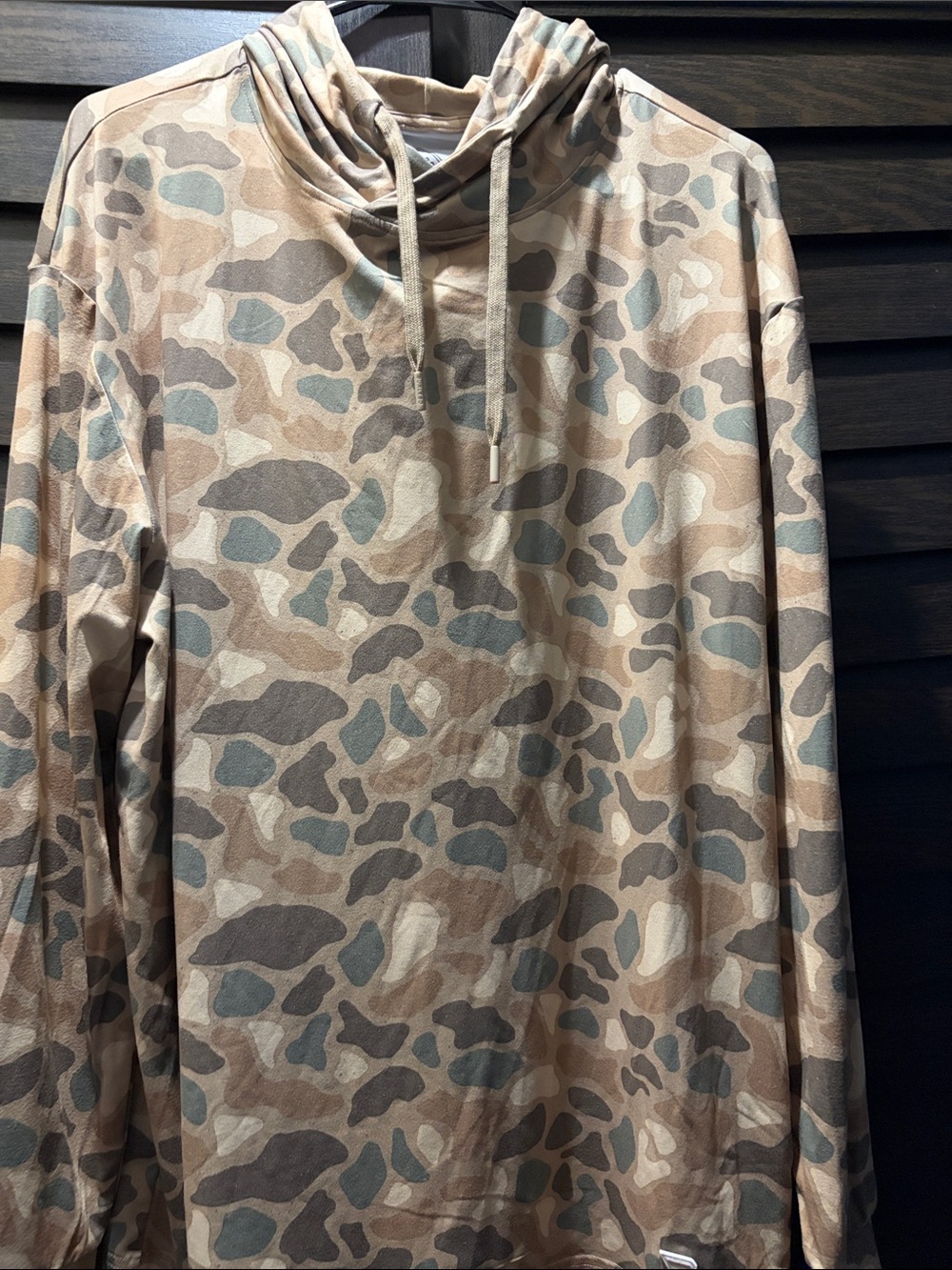 BURLEBO Beige and Olive Green Camo Hoodie